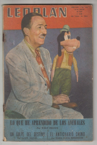 1953 Walt Disney & Goofy Tapa Y Nota Revista Argentina Raro