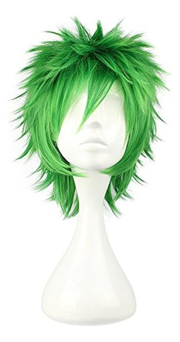 Peluca Cosplay Corto Verde Con Pinchos Dia San Patricio Pelo