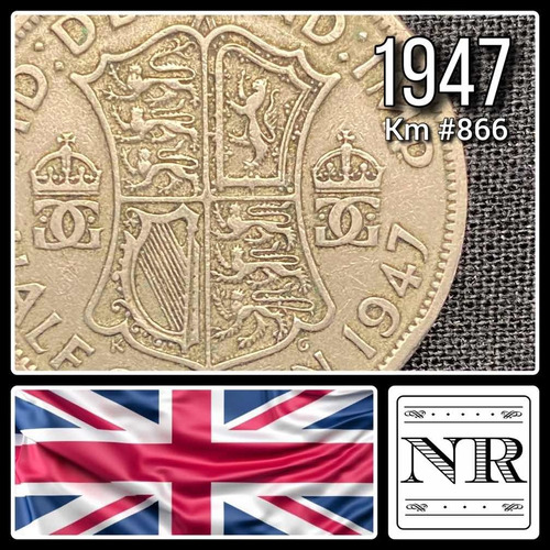 Inglaterra - 1/2 Crown - Año 1947 - Km #866 - George Vi