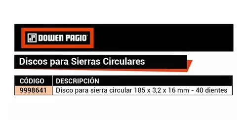 Disco Sierra Circular 185mm Dientes Pagio