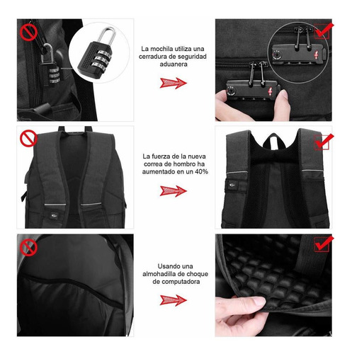 Mochila Urbana Antirrobo De 30l Con Cargador Usb