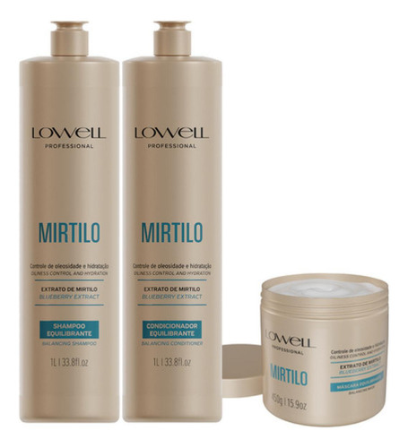 Lowell Kit Shampoo E Condicionador 1l + Máscara 450g Mirtilo