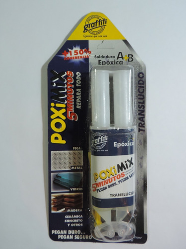 Imagen 2 de 4 de Pega Epoxica Translucida 5 Minutos Poximix Repara Todo Nuevo