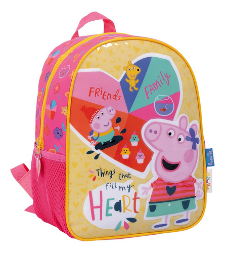 Mochila Wabro Peppa Pig Corazón Espalda Escolar Jardín 12 In