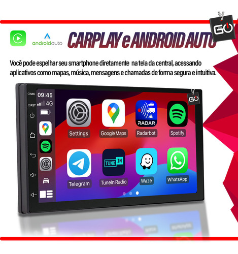 Multimidia Android Play 64gb Carplay Parati G4 2008 2009 Kit