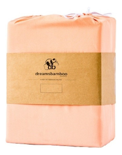 Juego Sábanas Fibra De Bambú Blend Individual Dreams Bamboo Color Salmon Diseño De La Tela Liso