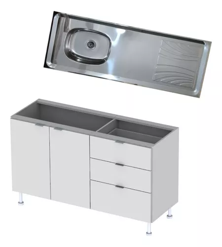 Bajo Mesada 1,40 Mueble Cocina Melamina 18mm Premium