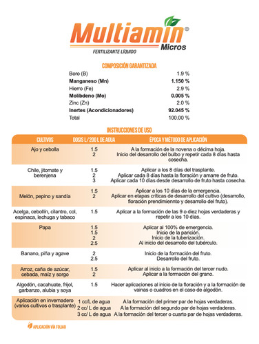 Multiamin Micros 1lt Microelementos Activados Foliar