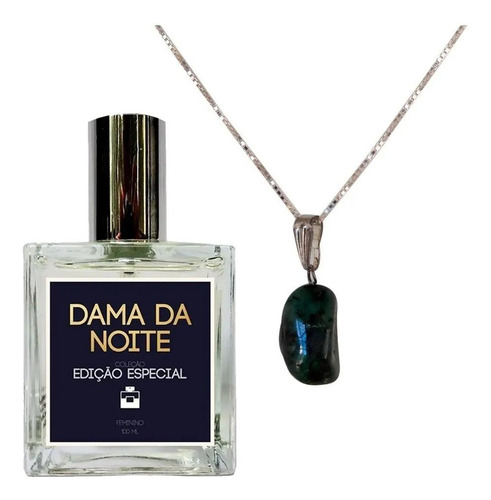 Kit Luxo Perfume Dama Da Noite + Colar Prata 925 E Esmeralda