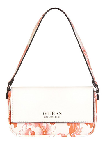 Bolsa Crossbody Guess Con Logo Estampado Para Mujer Acabado de los herrajes Niquel Color Rosa chicle Color de la correa de hombro Rosa chicle Diseño de la tela Floreado