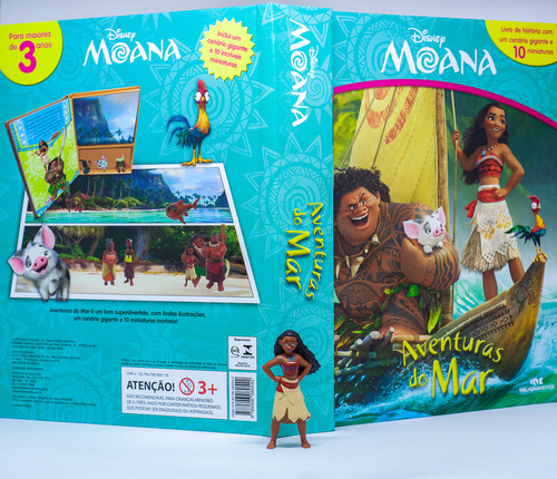 Livro Moana Aventuras Do Mar Com 10 Miniaturas Cenário Gigante Disney Capa Dura Em Português Editora Melhoramentos 2016