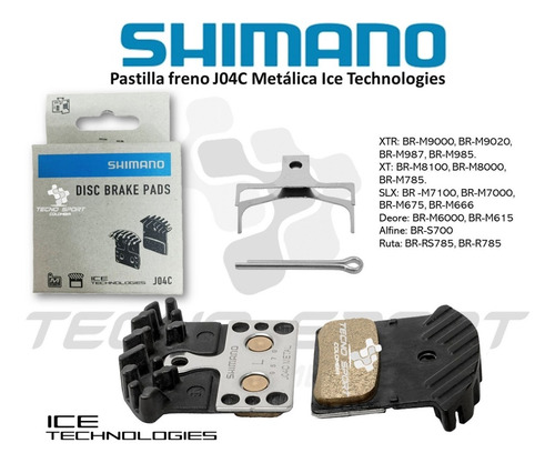 Imagen 2 de 7 de Pastilla Freno Shimano J04c Xtr Xt Slx Deore Refrigerada
