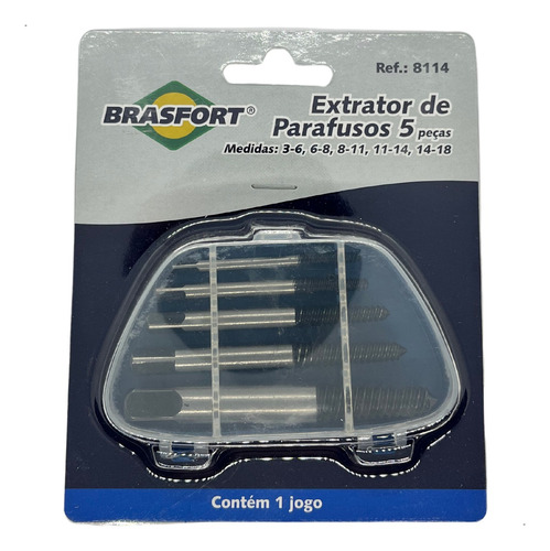 Saca Parafuso Quebrado Jogo De Extrator Com 5 Peças Brasfort