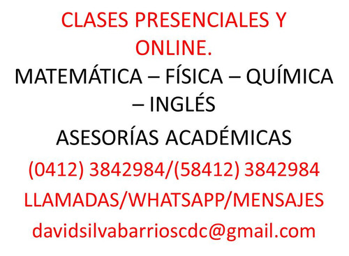 Matemáticas- Física- Química- Inglés- Clases Particulares