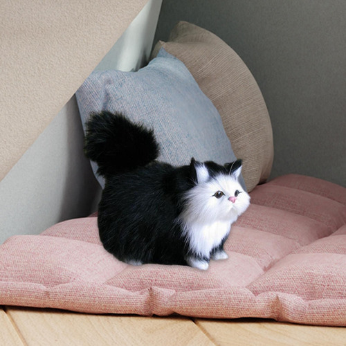Juguete De Simulación De Gatos De Peluche Suave, Negro