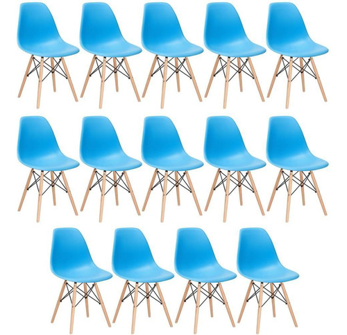 14 Cadeiras Eames Wood Cozinha Jantar Pés Palito Cores Cor da estrutura da cadeira Azul-céu