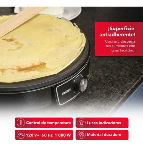 Rca Crepera Plancha Antiadherente Con Accesorios Negro