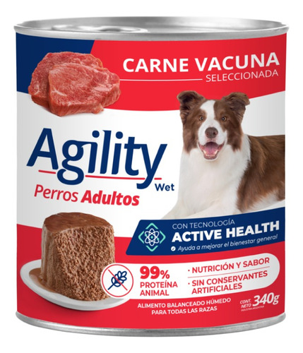 Alimento Humedo Agility Perro Adulto Sabor Carne Lata 340 Gr