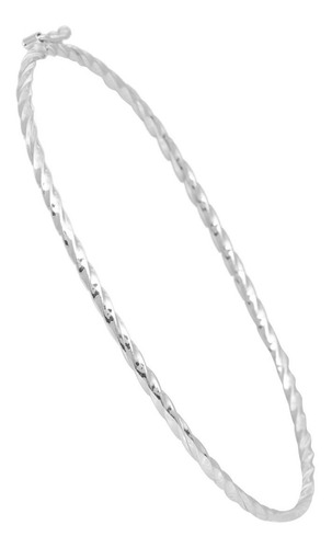 Pulseira Prata 925 Bracelete Torcido Confortável Comprimento 19 Cm Cor Prateado Diâmetro 6.5 Cm