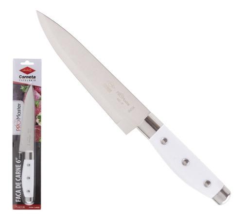 Kit Faca Carne Cozinha 6pol Pro Master Corneta Cor Branca