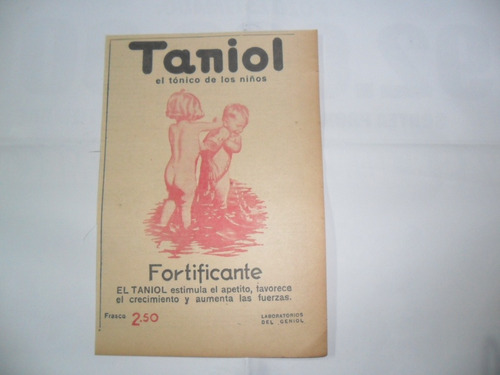 Taniol Niños Laboratorios Del Geniol Antigua Publicidad 1937