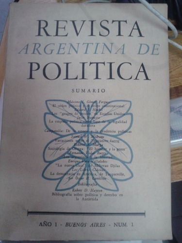 Revista Argentina De Política - Sumario -  Número 1 - C852