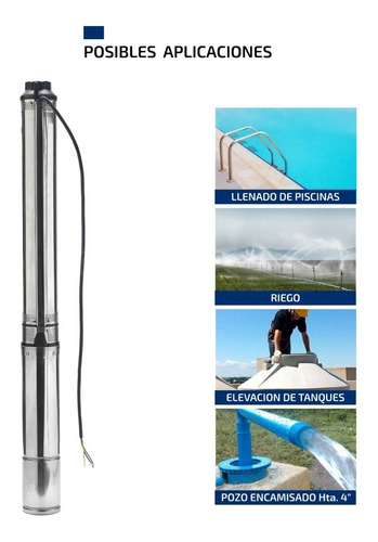 Imagen 5 de 10 de Bomba Sumergible Pozo Napa 4 PuLG 1,5 Hp 6500 L/h Tablero