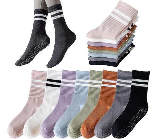 8 Pares Calcetines Largos Antideslizantes Mujer Multicolor (