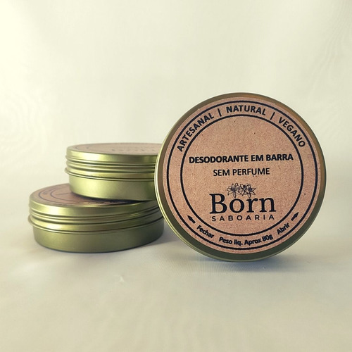 3 Desodorantes Natural E Vegano Sem Perfume - Born Saboaria