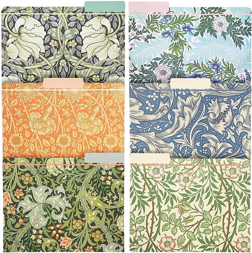 Paquete De 12 Carpetas De Archivos Florales William Morris, 