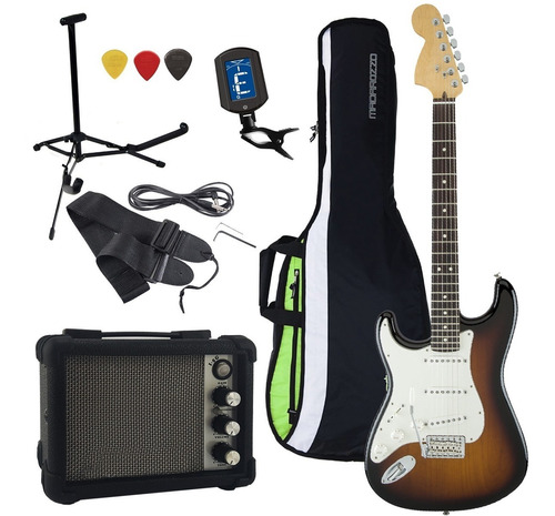 Guitarra Electrica Rock Zurdo + Ampli + Accesorios Completos