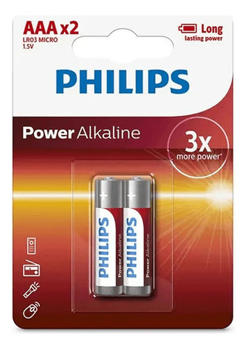 Pilas Philips Aaa Power Alkaline Blister X2