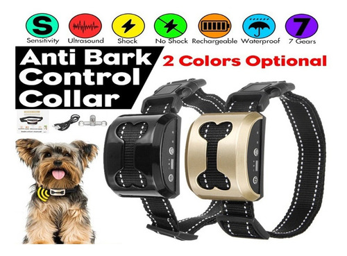 Choque eléctrico Collar anti bark mascota perro formación Recargable Seguridad Impermeable 