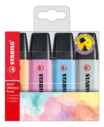 Stabilo Boss Marca Texto Pastel - Estojo Com 4 Cores