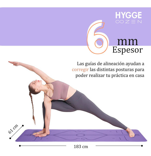 Imagen 2 de 10 de Mat Yoga Colchoneta Bicolor Guía Posiciones Tpe 6mm + Funda