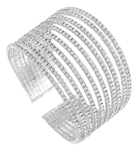 Pulsera De M Ltiples Capas De 10 Filas Anchas De Plata Y Oro