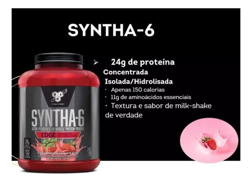 Bsn Syntha 6 Whey Protein Morango 1.82kg Lata 48 Porções
