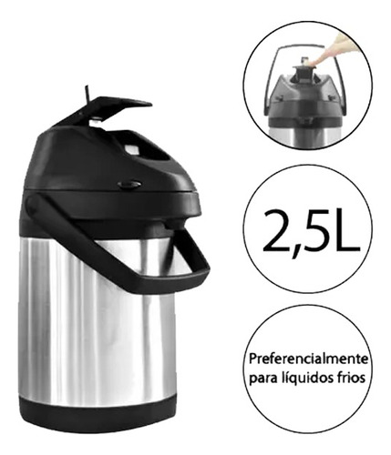 Garrafa Térmica De Inox Chacal 2,5 Litros Cor Prateado Inox
