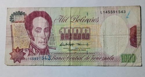 Billete Venezuela 1000 Bolivares 1998 Vf.p.76