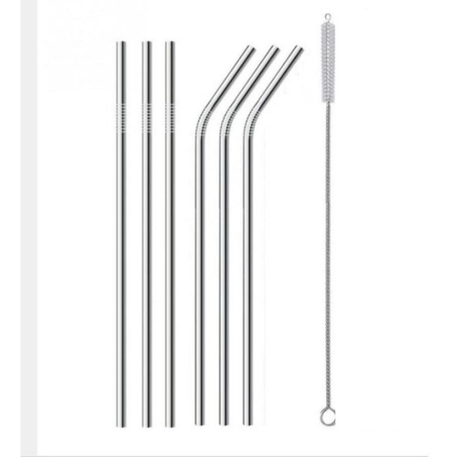 6 Popotes Reciclable Reusable Metalico Limpiador Ecologico
