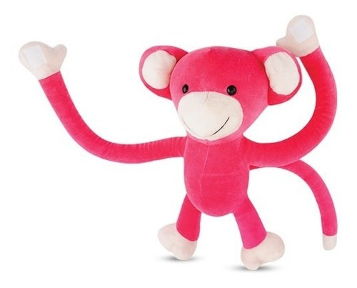 Macaco De Pelúcia Agarradinho Rosa Fofo Super Macio