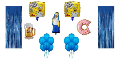 Super Set Cumpleaños Homero Simpsons Globos Banderin 