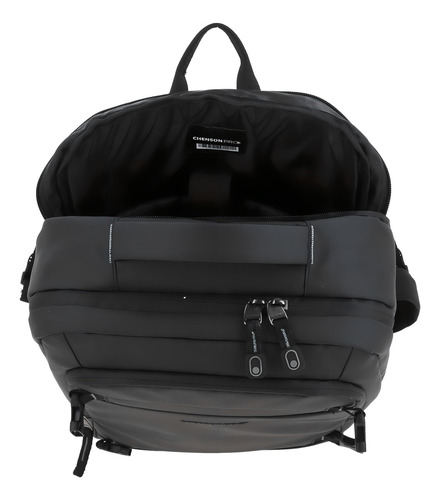 Mochila Grande Chenson Pro Rambo Color Negro Porta Laptop Diseño De La Tela Lisa