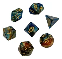 Comprar Set De 7 Dados Juegos De Rol Azul Y Naranja Marmoleado Con G