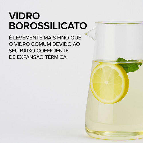 Jarra 1,8l Vidro Borossilicato Resistente Ao Fogo Tampa Inox
