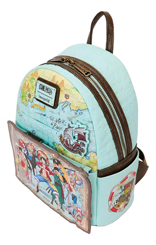 Mochila Pequeña One Piece Luffy 25 Aniversario Genuina Loungefly Color Azul Claro