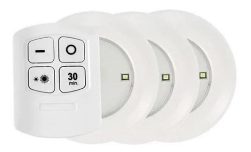 Kit 3 Spot Lâmpadas Led Luz Toque Distância Adesivo Sem Fio