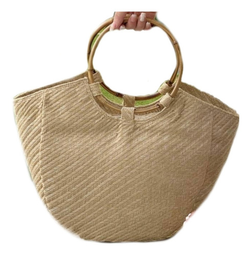 Hermosa Coleccion Bolso En Aro De Bambu En Yute Natural 