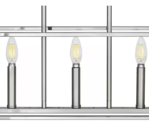 Lampara De Techo Colgante 34'' Candelabro Vintage 5 Luces Estructura Gris