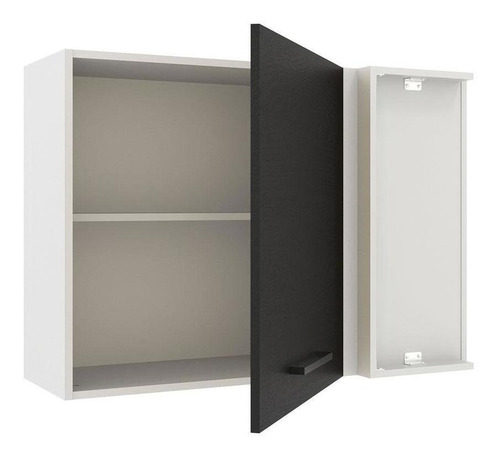 Armário Aéreo De Canto Madesa Agata 1 Porta - Branco/preto